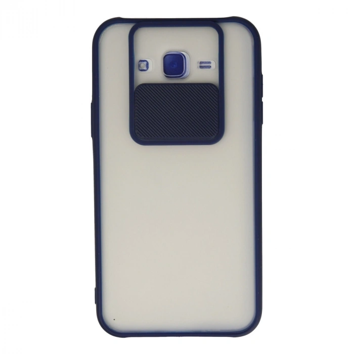 Samsung Galaxy J7 Kılıf Palm Buzlu Kamera Sürgülü Silikon - Lacivert