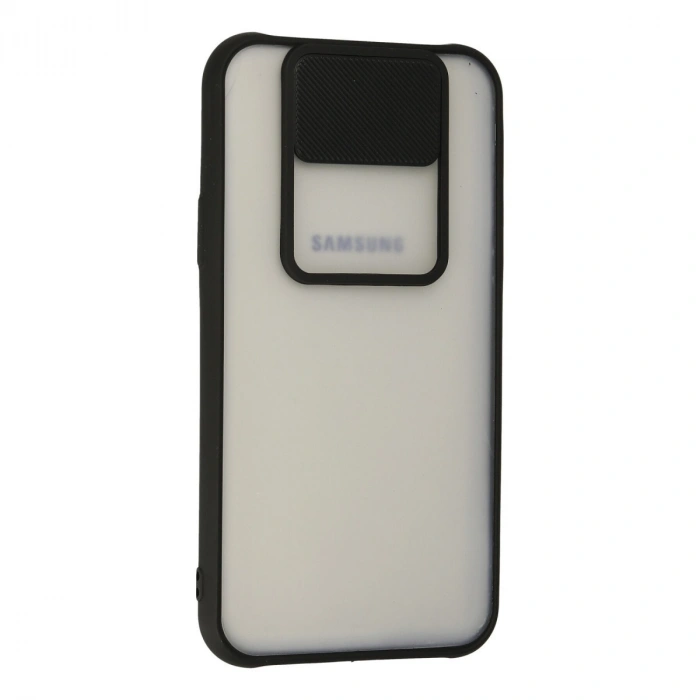 Samsung Galaxy J7 Kılıf Palm Buzlu Kamera Sürgülü Silikon - Siyah