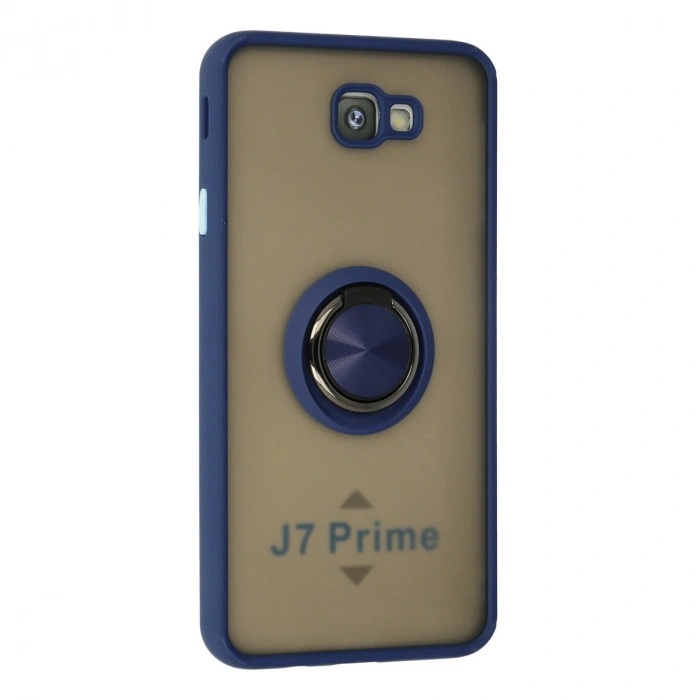 Samsung Galaxy J7 Prime Kılıf Montreal Yüzüklü Silikon Kapak - Lacivert