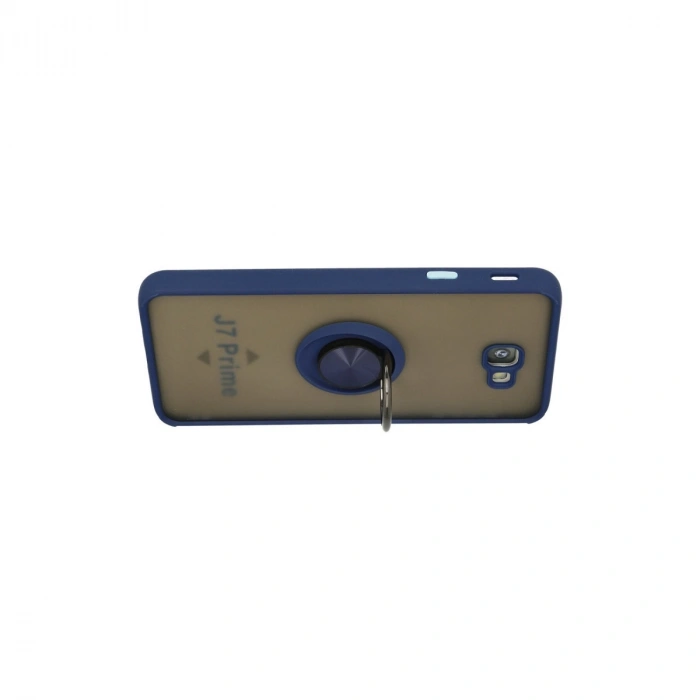 Samsung Galaxy J7 Prime Kılıf Montreal Yüzüklü Silikon Kapak - Lacivert