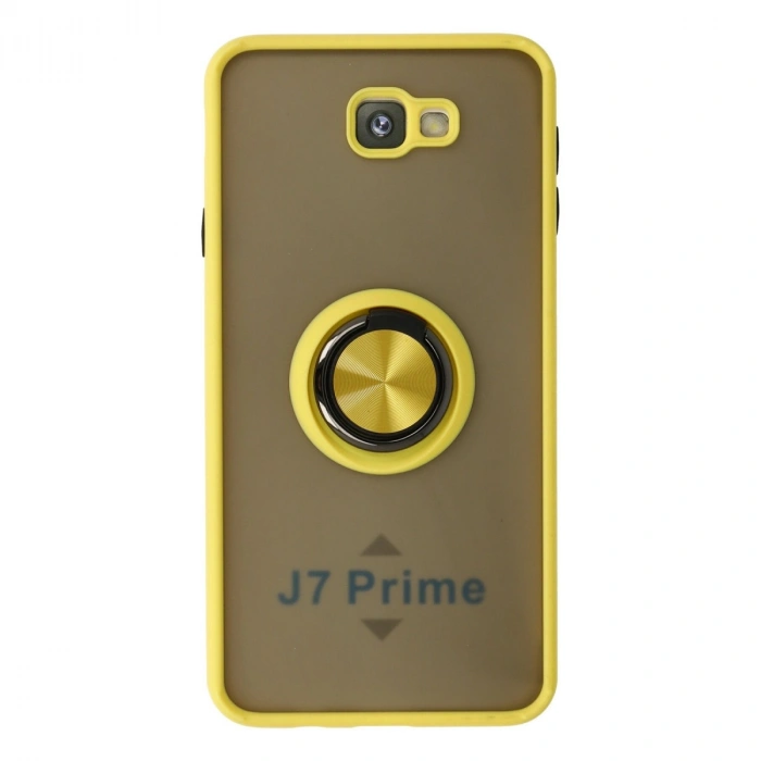 Samsung Galaxy J7 Prime Kılıf Montreal Yüzüklü Silikon Kapak - Sarı
