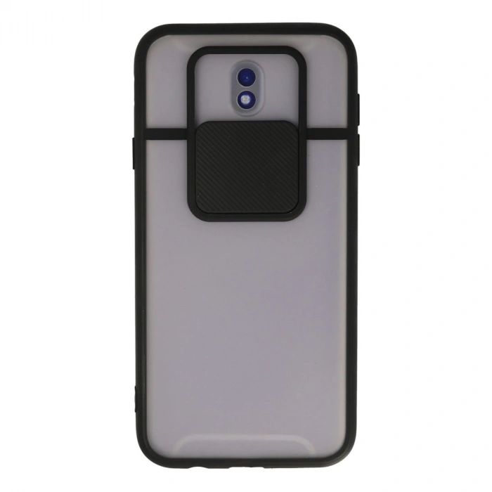 Samsung Galaxy J7 Pro / J730 Kılıf Palm Buzlu Kamera Sürgülü Silikon - Siyah