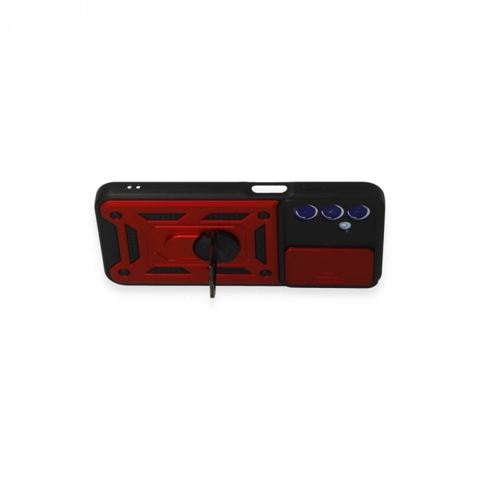 Samsung Galaxy M34 5g Kılıf Pars Lens Yüzüklü Silikon - Kırmızı