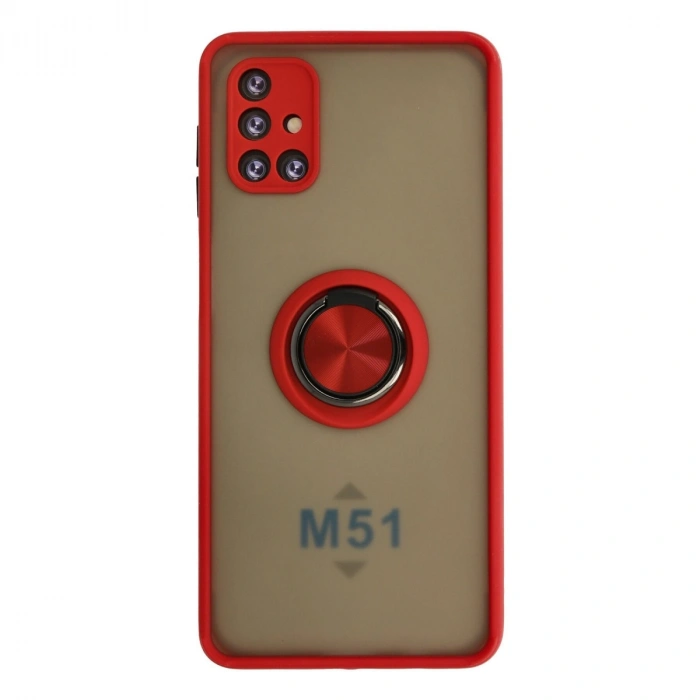 Samsung Galaxy M51 Kılıf Montreal Yüzüklü Silikon Kapak - Kırmızı