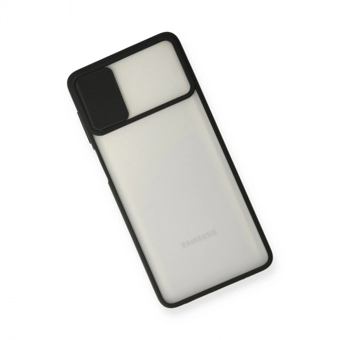 Samsung Galaxy M51 Kılıf Palm Buzlu Kamera Sürgülü Silikon - Siyah