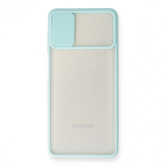 Samsung Galaxy M51 Kılıf Palm Buzlu Kamera Sürgülü Silikon - Turkuaz