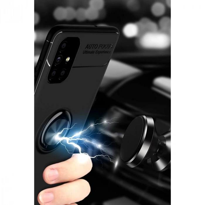 Samsung Galaxy M51 Kılıf Range Yüzüklü Silikon - Siyah-mavi