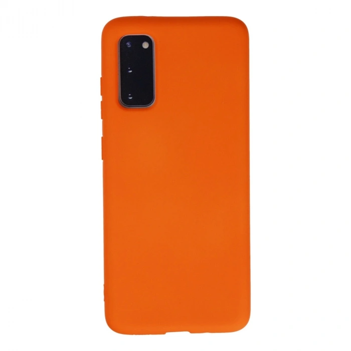 Samsung Galaxy S20 Kılıf Nano İçi Kadife Silikon - Turuncu
