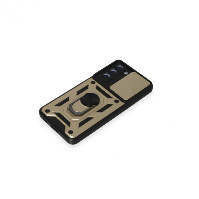 Samsung Galaxy S21 Fe Kılıf Pars Lens Yüzüklü Silikon - Gold