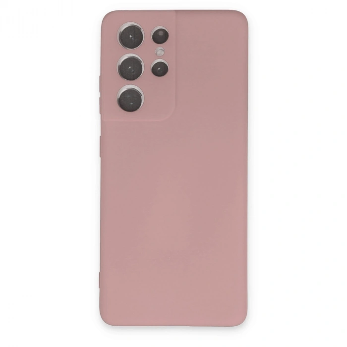 Samsung Galaxy S21 Ultra Kılıf Nano İçi Kadife Silikon - Pudra