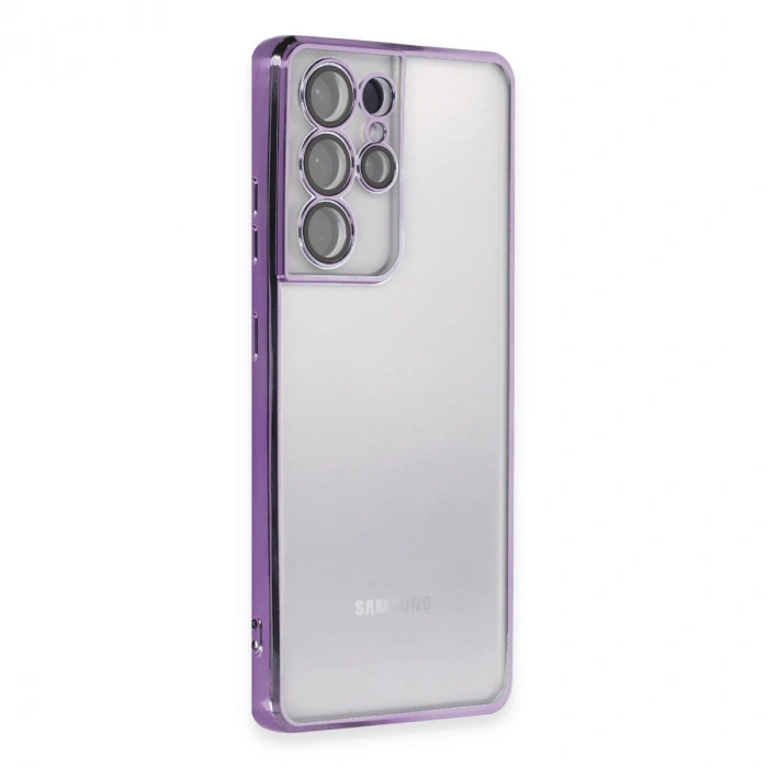 Samsung Galaxy S21 Ultra Kılıf Razer Lensli Silikon - Mor
