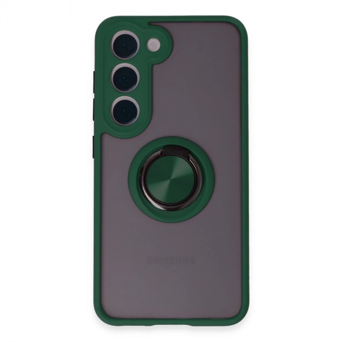 Samsung Galaxy S23 Kılıf Montreal Yüzüklü Silikon Kapak - Yeşil