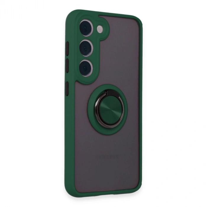 Samsung Galaxy S23 Kılıf Montreal Yüzüklü Silikon Kapak - Yeşil