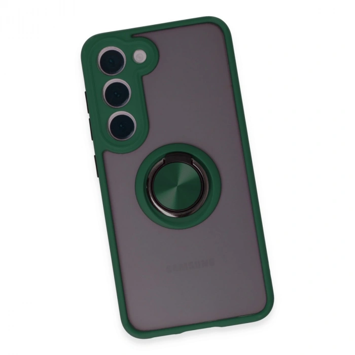 Samsung Galaxy S23 Kılıf Montreal Yüzüklü Silikon Kapak - Yeşil