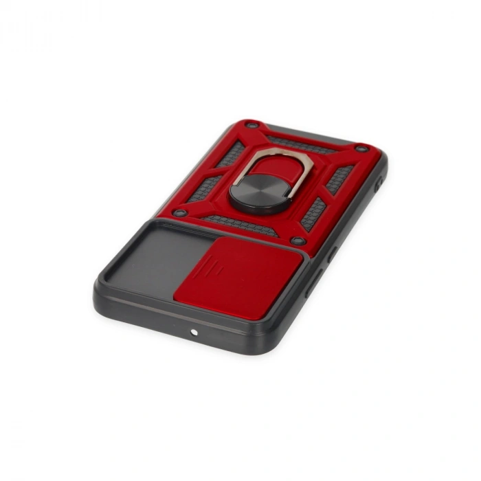 Samsung Galaxy S23 Kılıf Pars Lens Yüzüklü Silikon - Kırmızı