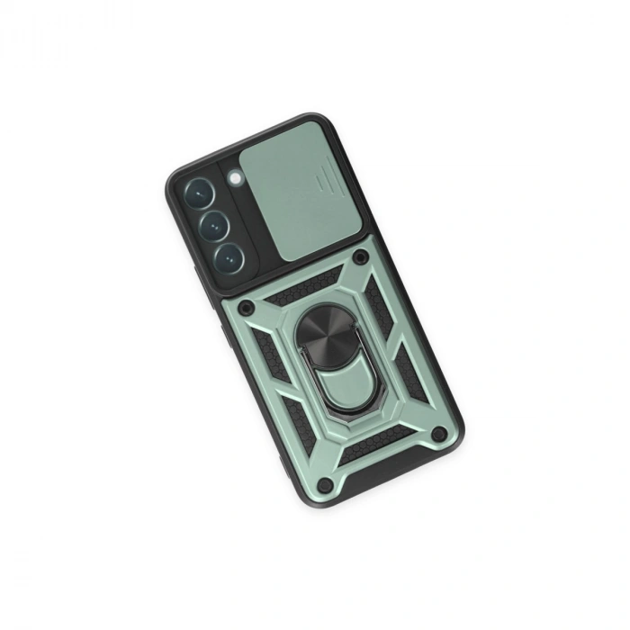 Samsung Galaxy S23 Kılıf Pars Lens Yüzüklü Silikon - Yeşil