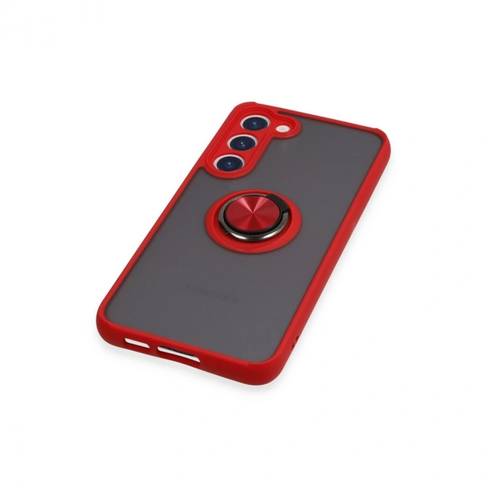 Samsung Galaxy S23 Plus Kılıf Montreal Yüzüklü Silikon Kapak - Kırmızı