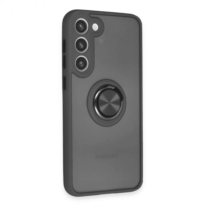 Samsung Galaxy S23 Plus Kılıf Montreal Yüzüklü Silikon Kapak - Siyah