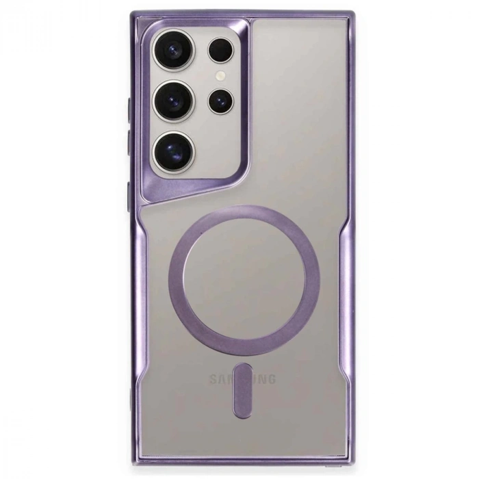 Samsung Galaxy S23 Ultra Kılıf Boyi Magsafe Silikon Kapak - Derin Mor