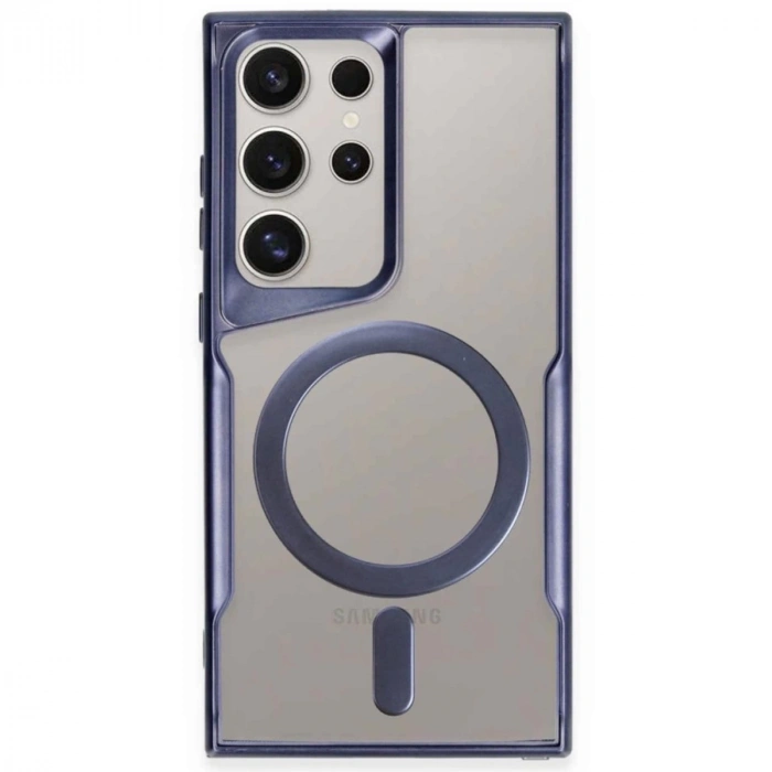 Samsung Galaxy S23 Ultra Kılıf Boyi Magsafe Silikon Kapak - Lacivert