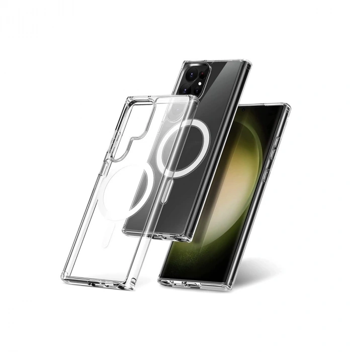 Samsung Galaxy S23 Ultra Kılıf Magneticsafe Şeffaf Silikon - Şeffaf