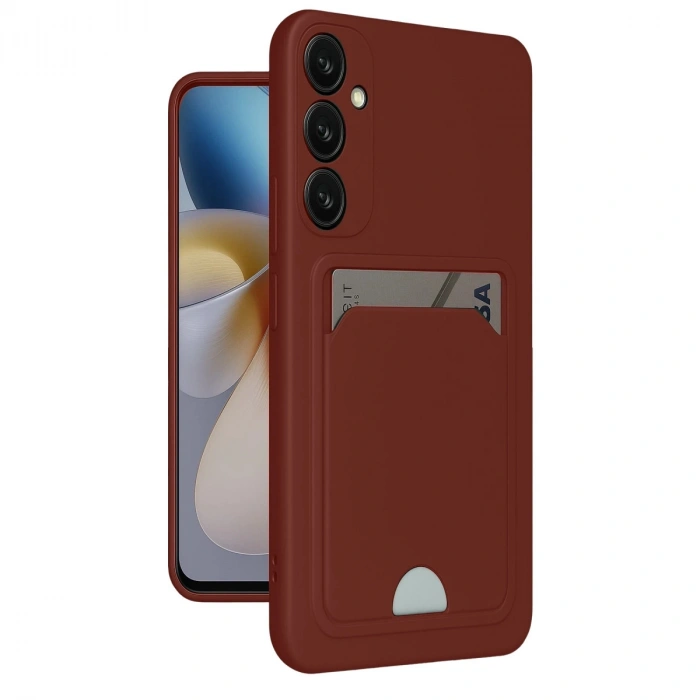 Samsung Galaxy S24 Fe Kılıf Kelvin Kartvizitli Silikon - Bordo