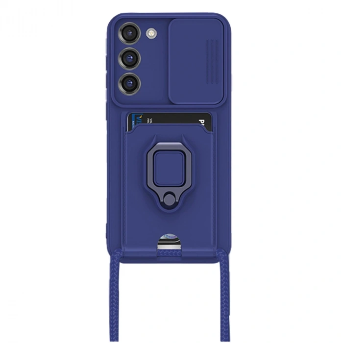 Samsung Galaxy S24 Plus Kılıf Zuma Kartvizitli Yüzüklü Silikon - Lacivert