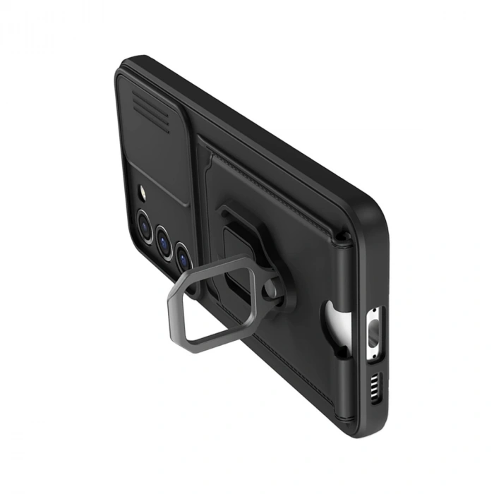 Samsung Galaxy S24 Plus Kılıf Zuma Kartvizitli Yüzüklü Silikon - Siyah