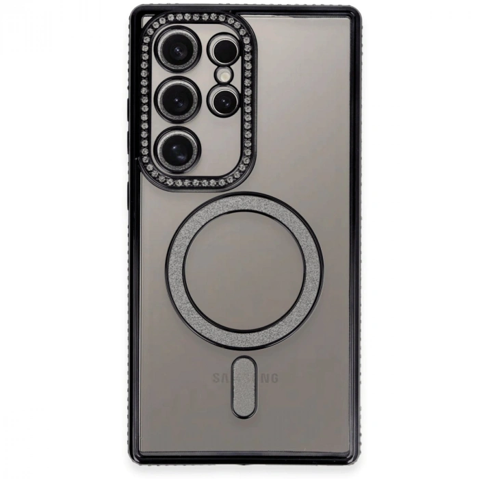 Samsung Galaxy S24 Ultra Kılıf Joke Simli Magneticsafe Kılıf - Siyah