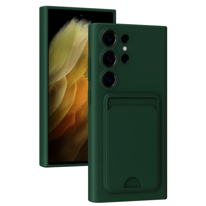 Samsung Galaxy S24 Ultra Kılıf Kelvin Kartvizitli Silikon - Koyu Yeşil