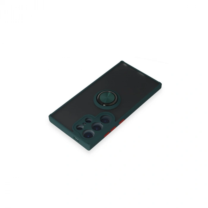 Samsung Galaxy S24 Ultra Kılıf Montreal Yüzüklü Silikon Kapak - Yeşil