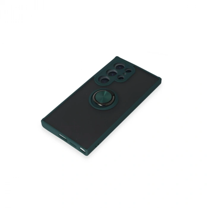 Samsung Galaxy S24 Ultra Kılıf Montreal Yüzüklü Silikon Kapak - Yeşil