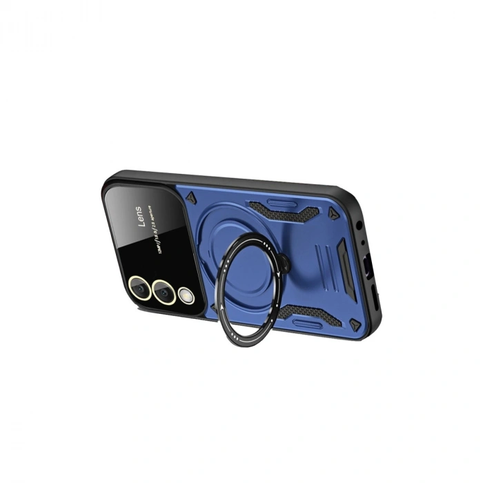 Samsung Galaxy S25 Edge Kılıf Joy Lens Standlı Kapak - Lacivert