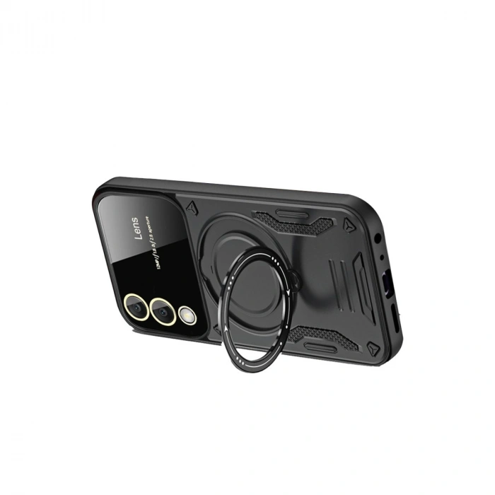 Samsung Galaxy S25 Edge Kılıf Joy Lens Standlı Kapak - Siyah