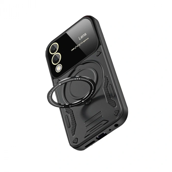 Samsung Galaxy S25 Edge Kılıf Joy Lens Standlı Kapak - Siyah