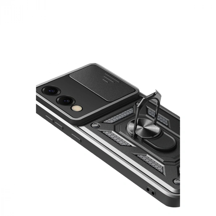 Samsung Galaxy S25 Edge Pars Lens Yüzüklü Silikon - Siyah