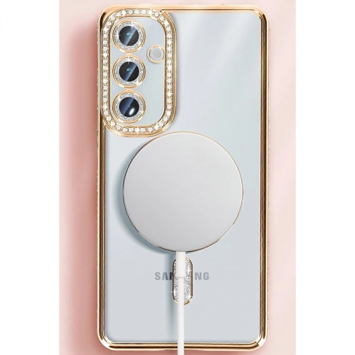 Samsung Galaxy S25 Kılıf Joke Simli Magneticsafe Kılıf - Mavi