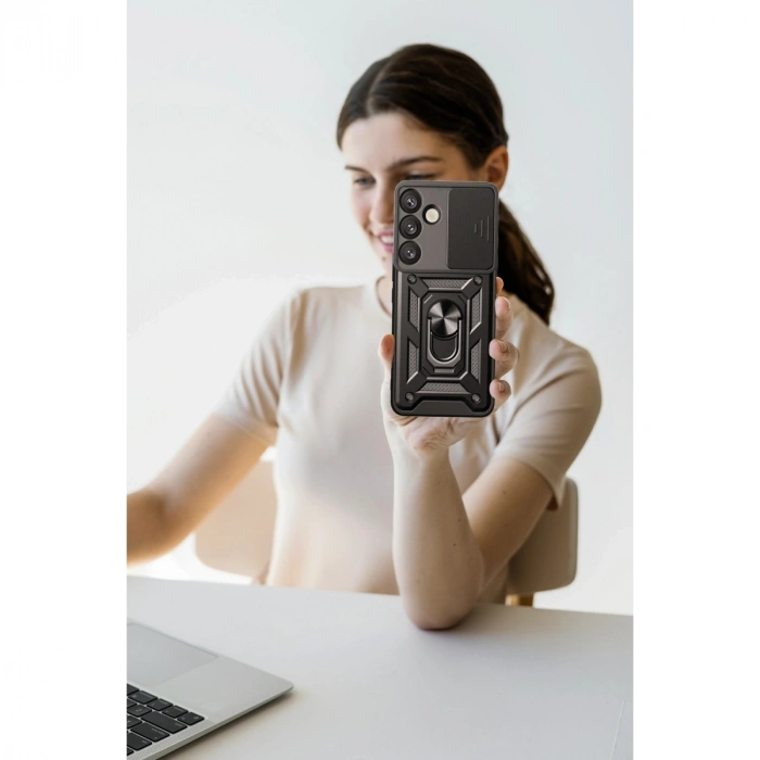 Samsung Galaxy S25 Kılıf Pars Lens Yüzüklü Silikon - Lacivert