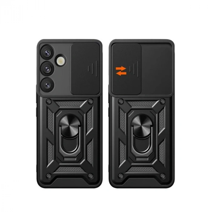 Samsung Galaxy S25 Plus Kılıf Pars Lens Yüzüklü Silikon - Siyah