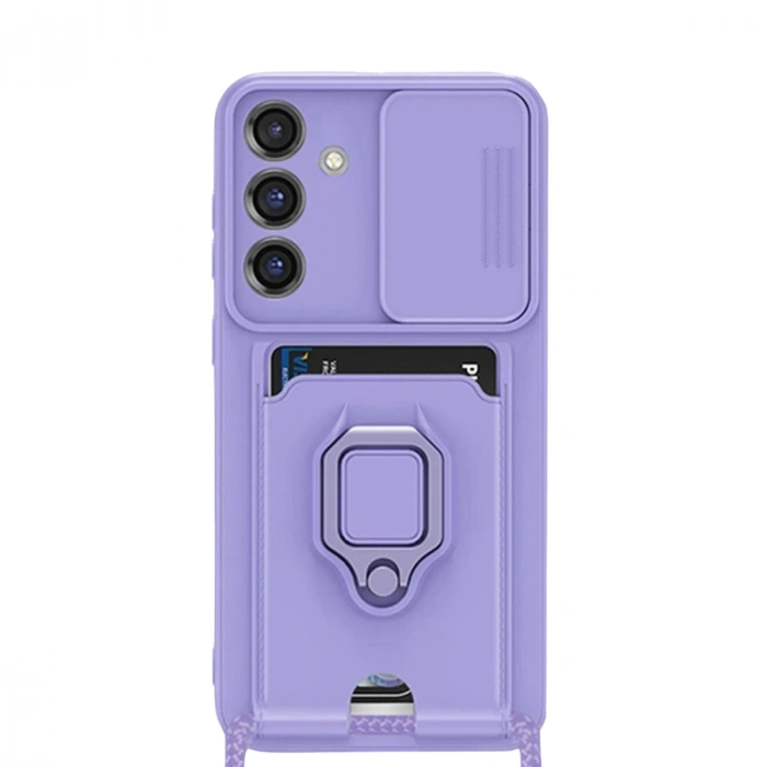 Samsung Galaxy S25 Plus Kılıf Zuma Kartvizitli Yüzüklü Silikon - Lila
