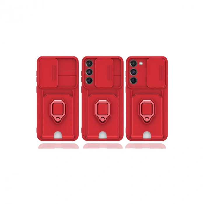 Samsung Galaxy S25 Plus Kılıf Zuma Kartvizitli Yüzüklü Silikon - Pembe