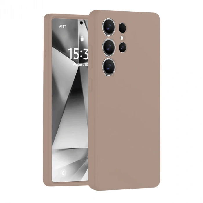 Samsung Galaxy S25 Ultra Kılıf Nano İçi Kadife Silikon - Pudra