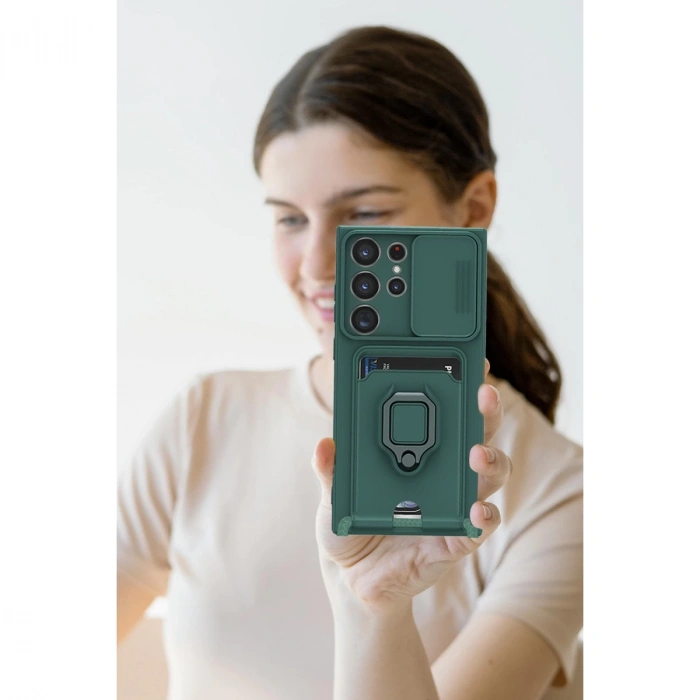 Samsung Galaxy S25 Ultra Kılıf Zuma Kartvizitli Yüzüklü Silikon - Lila