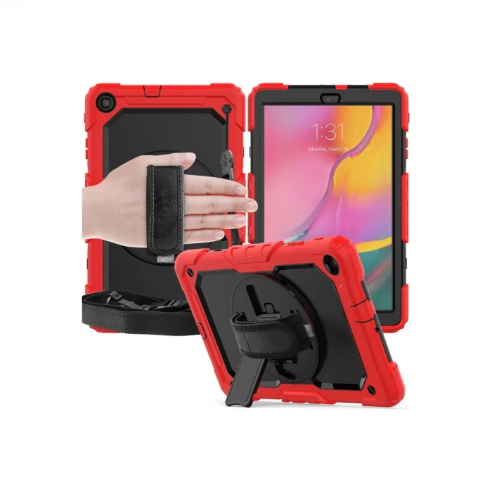 Samsung Galaxy T510 Tab A 10.1 Kılıf Pars Tablet Kapak - Kırmızı