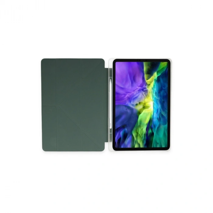 Samsung Galaxy T737 Tab S7 Fe 12.4 Kılıf Kalemlikli Mars Tablet Kılıfı - Koyu Yeşil