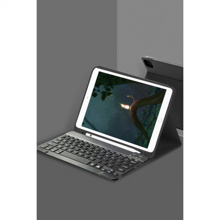 Samsung Galaxy X200 Tab A8 10.5 Kılıf Kc01 Smart Klavyeli Tablet Kılıfı - Siyah