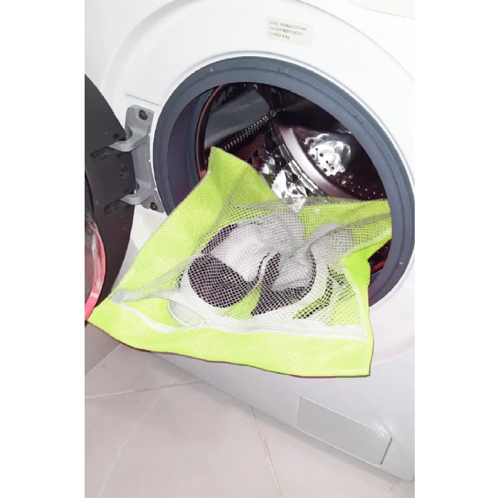 Sarı Fermuarlı  Hassas Çamaşır Terlik Ayakkabı Yıkama Filesi Büyük Boy (599)