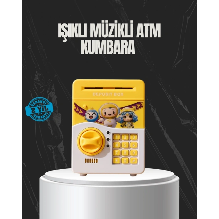 Sarı Renk Otomatik Para Çeken Şifreli Çocuk Kumbarası
