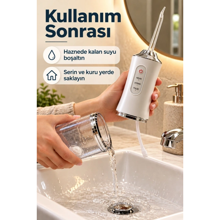 Şarj Edilebilir Ağız Duşu Üç Modlu Şeffaf Hazneli