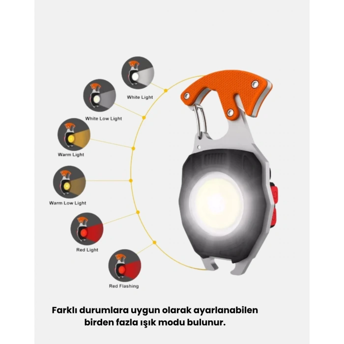 Şarj Edilebilir Çok Amaçlı Mini Fener – Güvenlik Düdüklü, Kompakt Ve Hafif Tasarım